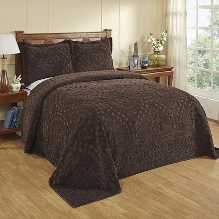 Better Trends 102 x 110 in. Rio Chenille Bedspread, Chocolate - Queen BE394281